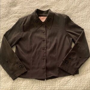 Vintage Karin Stevens Forest Green Jacket with Floral Cutouts